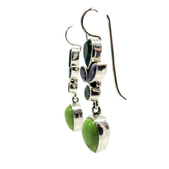 Nicky Butler Green Turquoise & Gem Earrings .925 Sterling Silver New - Picture 2 of 5